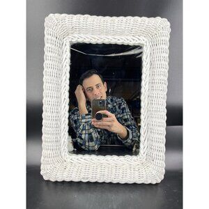 VTG Boho Wicker Wall Mirror Decor Rectangle Boho Beach Cottagecore Hong Kong
